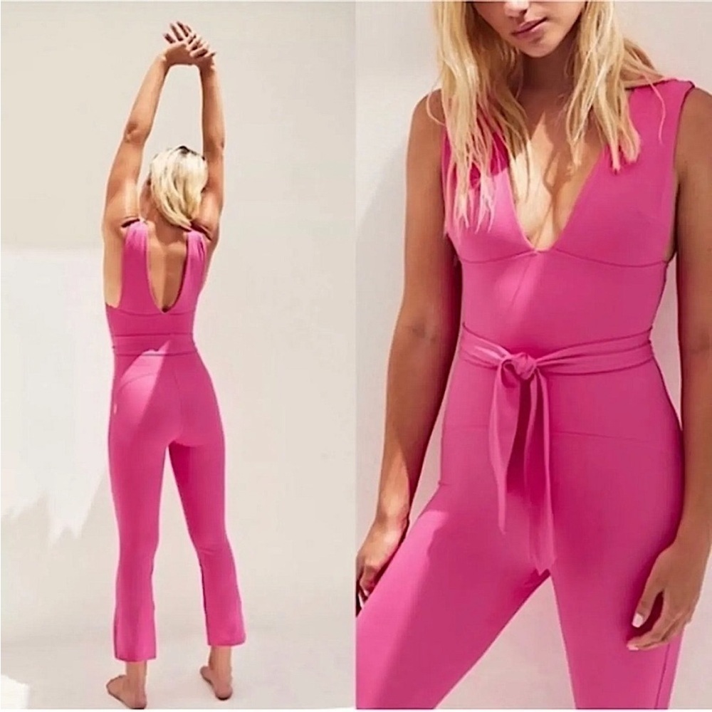 Free People Movement After Hours Jumpsuit in Festival Fuschia Size Small NWT